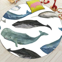 Round Nautical Ocean Life Print Floor Mat Rug