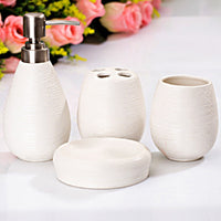 4-Piece Ribbed Ceramic Bathroom Accessory Set