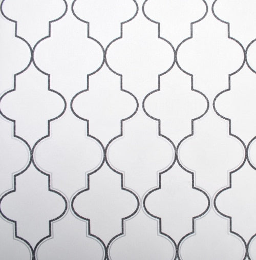 Black & White Moroccan Quarterfoil Pattern Wallpaper