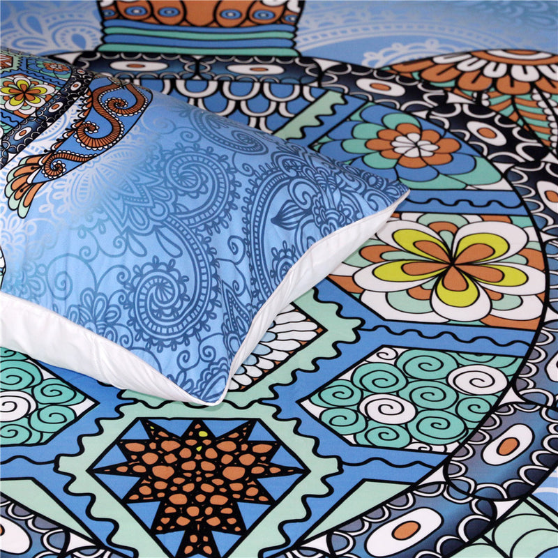 Light Blue 3-Piece Mandala Sea Turtle Duvet Cover Set