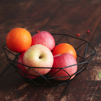 Black Geometric Metal Wire Fruit Basket Bowl