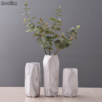 White Marble Ceramic Abstract Geometric Flower Vase