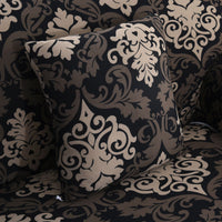 Black / Gold Floral Damask Pattern Sofa Couch Cover