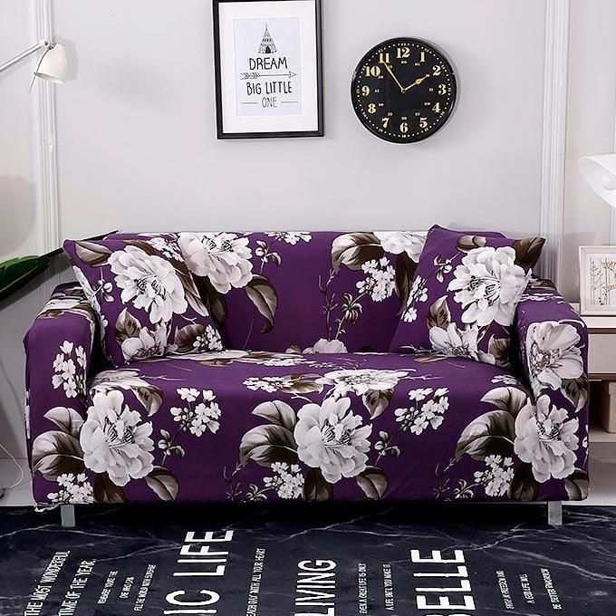 Purple / White Floral Pattern Sofa Couch Cover