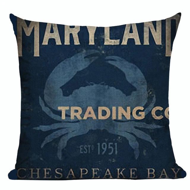 18" Vintage Marine Sea Creature Print Throw Pillow Cover