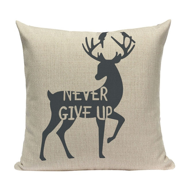 18" Northern Bear / Deer Stag Silhouette Pillow Cover