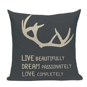 18" Northern Bear / Deer Stag Silhouette Pillow Cover