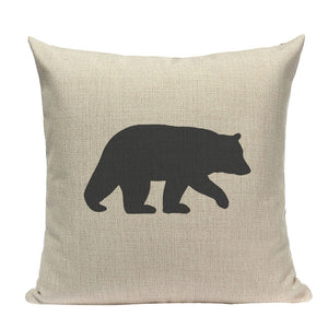 18" Northern Bear / Deer Stag Silhouette Pillow Cover