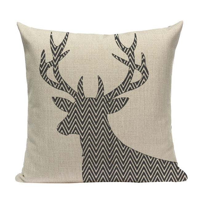 18" Northern Bear / Deer Stag Silhouette Pillow Cover