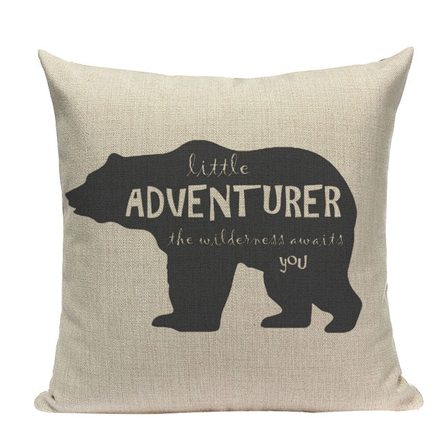 18" Northern Bear / Deer Stag Silhouette Pillow Cover