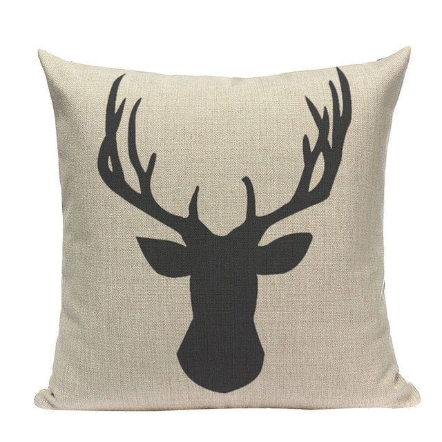 18" Northern Bear / Deer Stag Silhouette Pillow Cover