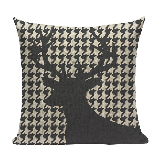 18" Northern Bear / Deer Stag Silhouette Pillow Cover