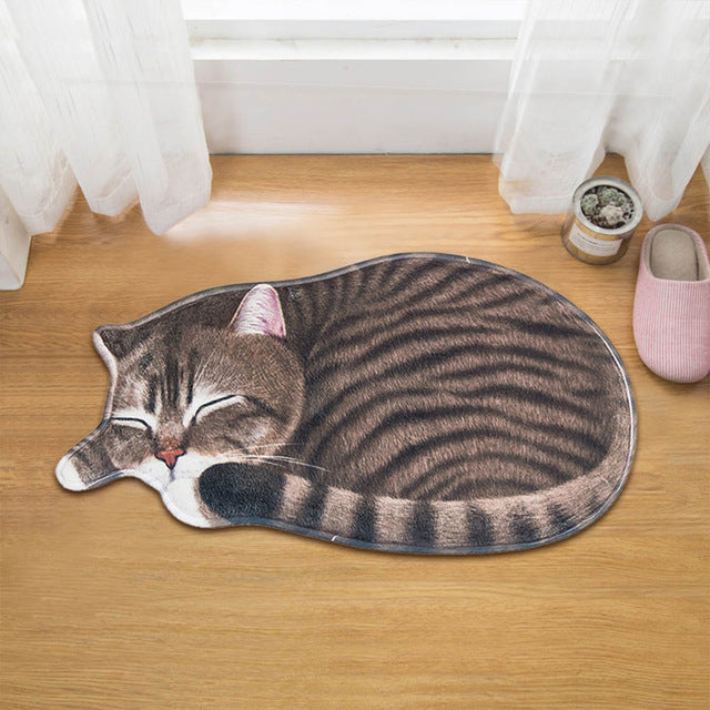 Lazy Sleeping Kitty Cat Shape Floor / Door Mat – Decorzee