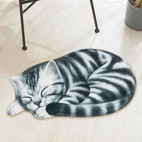 Lazy Sleeping Kitty Cat Shape Floor / Door Mat