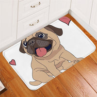White Pug Puppy Dog Love Door / Floor Mat