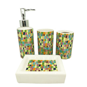 4-Piece Ceramic Multi-Color Pattern Bathroom Accessory Set