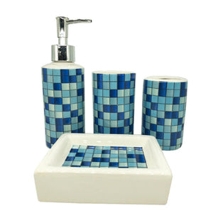 4-Piece Ceramic Multi-Color Pattern Bathroom Accessory Set
