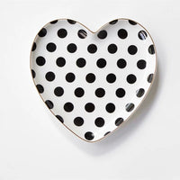 Geometric Pattern Heart-Shaped Snack / Dessert Dish Plate