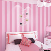 Traditional Simple Girl's Pink Striped Wallpaper