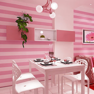 Traditional Simple Girl's Pink Striped Wallpaper
