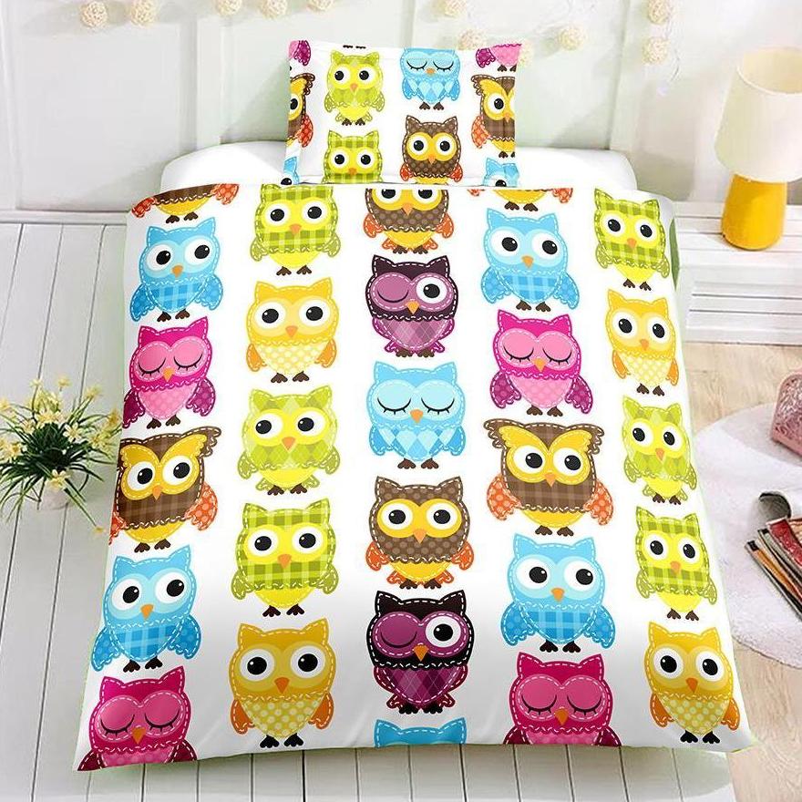 2/3-Piece Cartoon Owl Pattern Duvet Cover Bedding Set