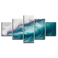 5-Piece Blue Cresting Ocean Wave Canvas Wall Art