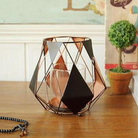 Black / Copper Modern Geometric Metal Sail Candle Holder