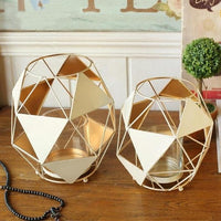 White / Gold Modern Geometric Metal Sail Candle Holder