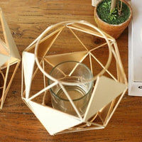 White / Gold Modern Geometric Metal Sail Candle Holder