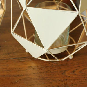 White / Gold Modern Geometric Metal Sail Candle Holder
