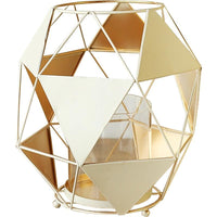 White / Gold Modern Geometric Metal Sail Candle Holder