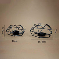 Low Profile Black Geometric Metal Wire Candle Holder
