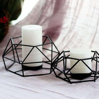 Low Profile Black Geometric Metal Wire Candle Holder