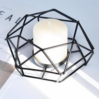 Low Profile Black Geometric Metal Wire Candle Holder