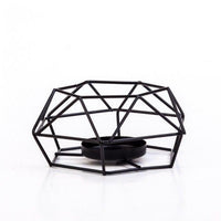 Low Profile Black Geometric Metal Wire Candle Holder