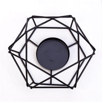 Low Profile Black Geometric Metal Wire Candle Holder