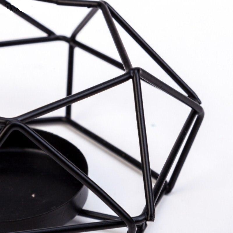 Low Profile Black Geometric Metal Wire Candle Holder