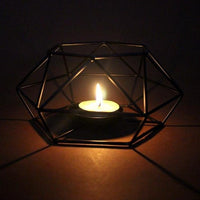 Low Profile Black Geometric Metal Wire Candle Holder