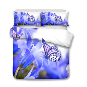 2/3-Piece Colorful Flower Butterfly Print Duvet Cover Set