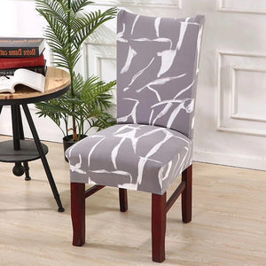 Gray Abstract Crack Pattern Dining Chair Cover