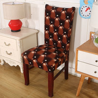 Tufted Leather Print Dining Room Chair Cover