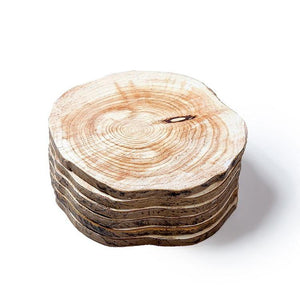 6-Piece Natural Wood Print Drink Coaster Set