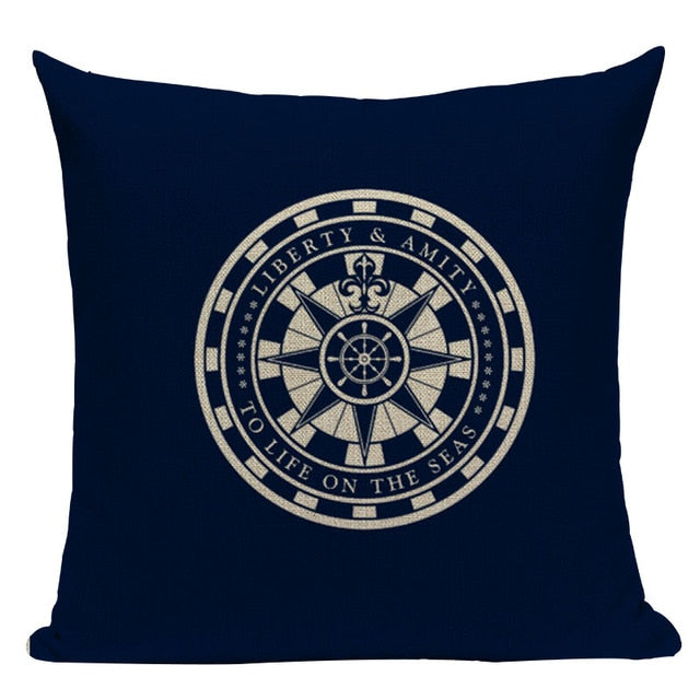 18" Navy Blue Nautical Inspiration Throw Pillow Cover