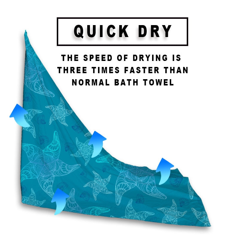 Quick-Dry Seashell / Starfish Microfiber Beach Towel