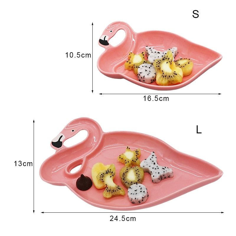 Ceramic Pink Flamingo Dessert / Snack Dish Tray