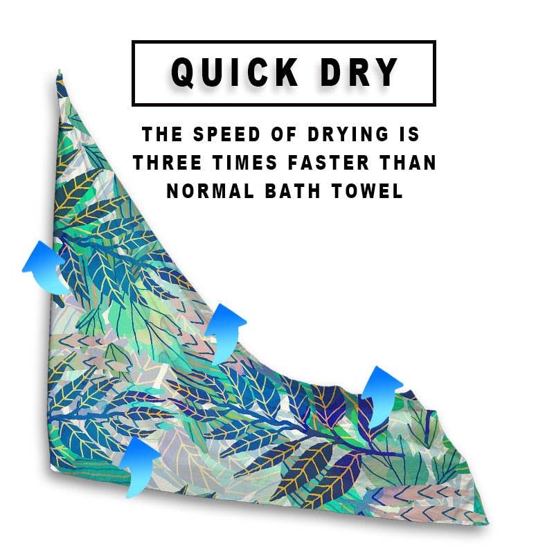 Quick-Dry Palm Leaf Pattern Microfiber Beach Towel
