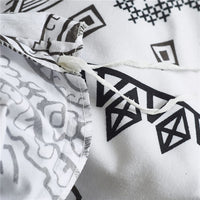 White 2/3-Piece Boho Geometric Pattern Duvet Cover Set