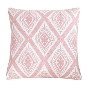 18" Pink Embroidered Geometric Throw Pillow Cover