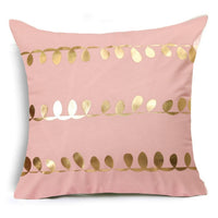18" Pink & Gold Printed Microfiber Throw Pillow Cover