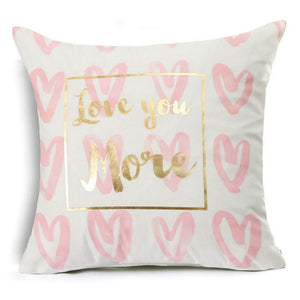 18" Pink & Gold Printed Microfiber Throw Pillow Cover